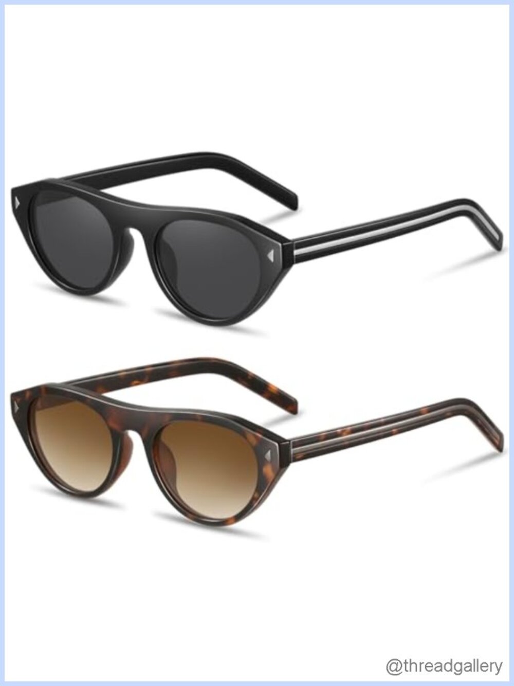 Retro Oval Sunglasses UV400 Protection Small Cateye Narrow Round Shades